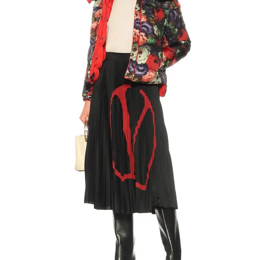 Moncler Red/Floral Printed Quilted Down Koura Reversible Puffer Jacket